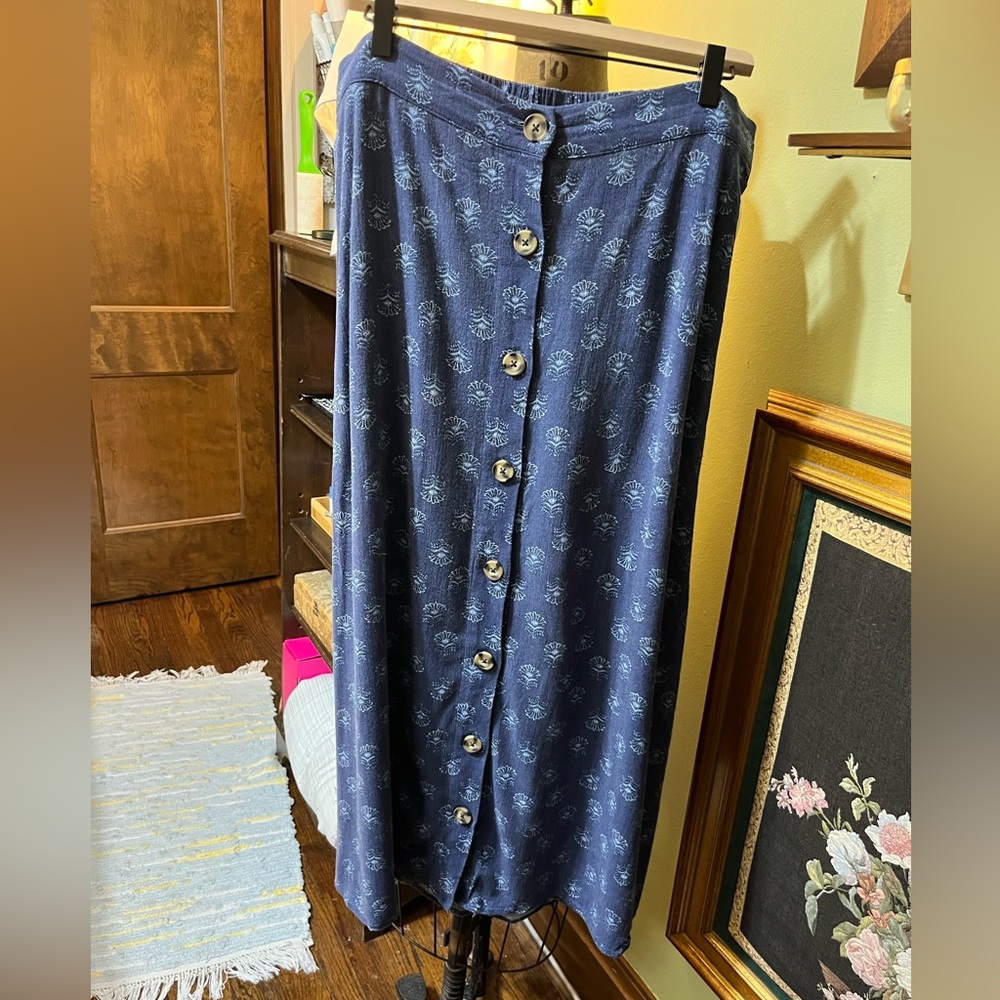 Market & Spruce cottagecore button-front maxi skirt